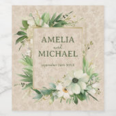 Boho Bloemen Botanische Bruiloft Wijn Etiket (Enkel label)