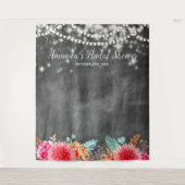 Boho Bloemen Bruidsfeest Fotokiosk Achtergrond Wandkleed (Voorkant)