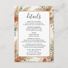 Boho Bloemen Bruiloft Enclosure Informatiekaart
