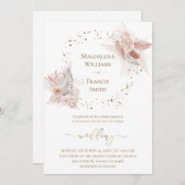 boho bloemen bruiloft kaart (Voorkant / Achterkant)