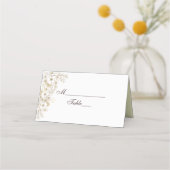 Boho Bloemen Bruiloft Placecard van Ruw Hout (Voorkant)