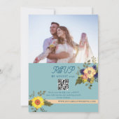 Boho Bloemen Bruiloft QR Code Kaart (Achterkant)