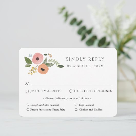 Boho Bloemen Bruiloft RSVP Reactie Kaart (Staand voorkant)
