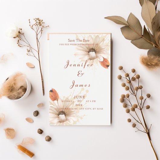 boho bloemen bruiloft uitnodiging save the date