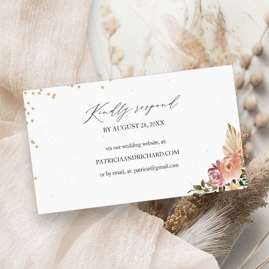 Boho Bloemen Bruiloft Website Online RSVP Kaart