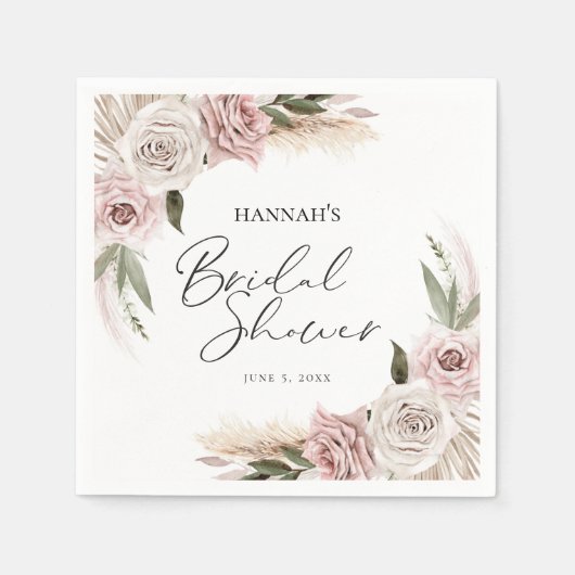 Boho Bloemen Bruiloftsborrel Servet (Voorkant)