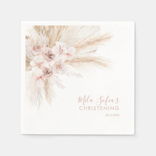 Boho Bloemen Doop Servetten Meisjes Doop Roze