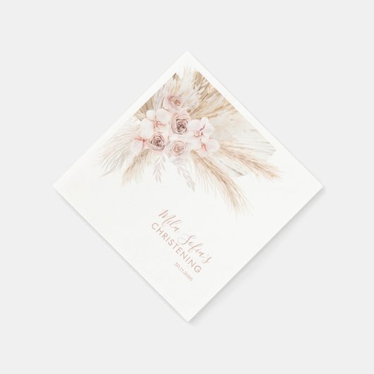 Boho Bloemen Doop Servetten Meisjes Doop Roze (Hoek)