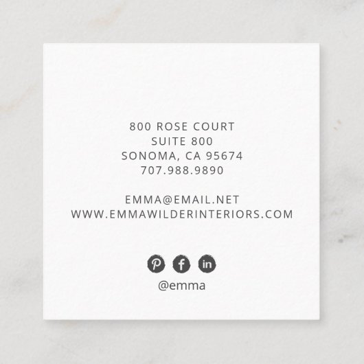 Boho bloemen en bladeren vierkante visitekaartje (Achterkant)