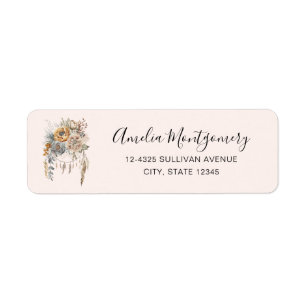 Boho Bloemen en Dreamcatcher - Adres Etiket