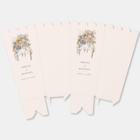 Boho Bloemen en Dreamcatcher - Huwelijk Bedankdoosjes (Ongevouwen)