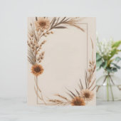 Boho bloemen en gras stengels briefhoofd (Staand voorkant)