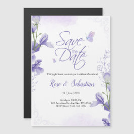 Boho bloemen- en paarse trouwuitnodiging magnetische uitnodiging