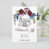 Boho-bloemen en -veren met uitzondering van de dat save the date (Staand voorkant)