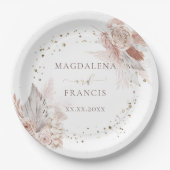 Boho bloemen faux glitter papieren bordje (Voorkant)