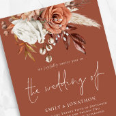 Boho Bloemen Foto QR Code Terracotta Bruiloft Kaart