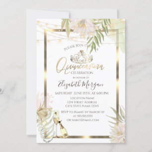 Boho Bloemen Frame Wijn Quinceanera Kaart