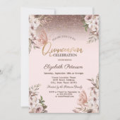 Boho Bloemen Glitter Vlinders Quinceañera Kaart (Voorkant)