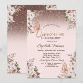 Boho Bloemen Glitter Vlinders Quinceañera Kaart (Voorkant / Achterkant)