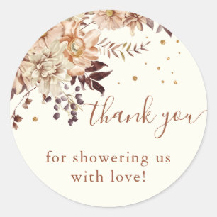 Boho Bloemen Herfst Baby shower Classic Ronde Stic Sticker