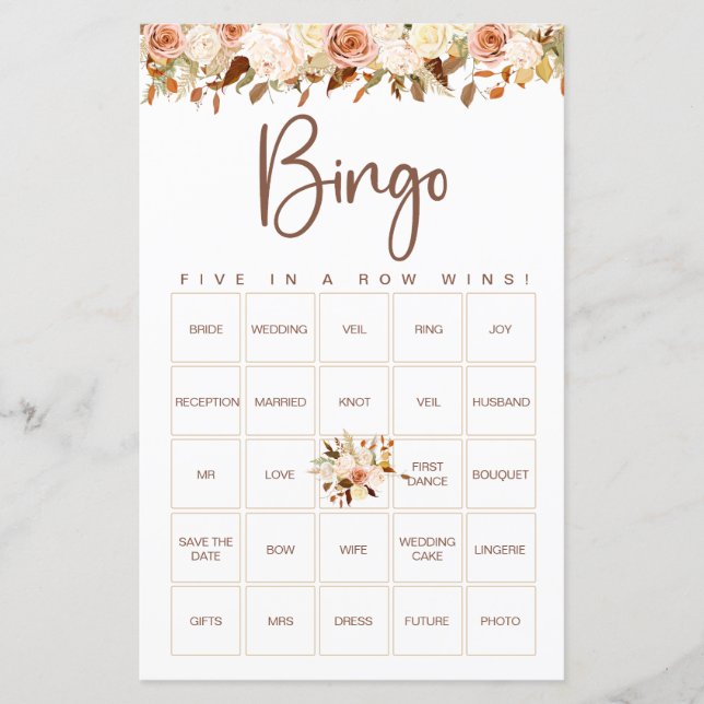 Boho Bloemen Herfst | Bruidsbingospel (Voorkant)