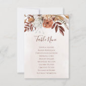 Boho Bloemen Herfst Bruiloft Zitkaart Tafelplan (Voorkant)