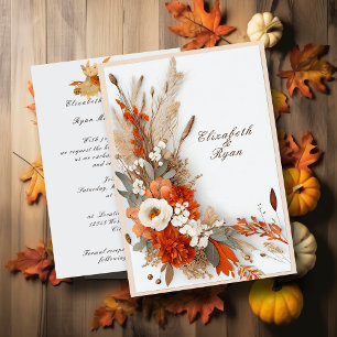 Boho Bloemen Herfst Kleuren, Herfst Bruiloft Kaart