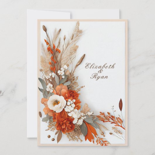 Boho bloemen herfstkleuren, herfstbruiloft kaart (Voorkant)