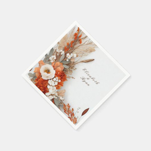 Boho bloemen herfstkleuren, herfstbruiloft servet (Hoek)