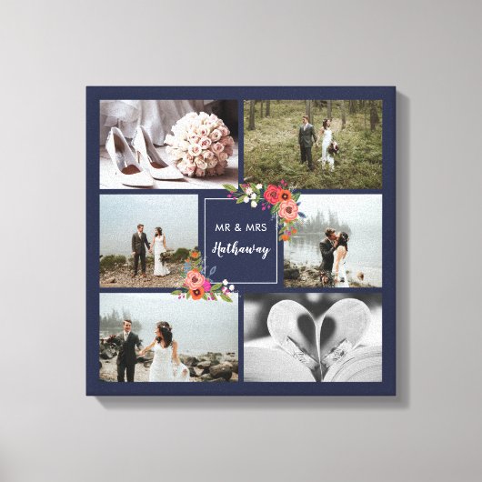 Boho Bloemen - Huwelijksfotocollage Canvas Afdruk (Voorkant)