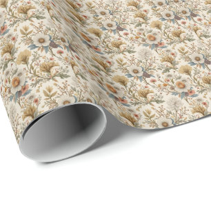 Boho bloemen in beige cadeaupapier