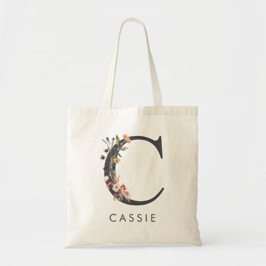 Boho Bloemen letter C Tote Bag (Voorkant)