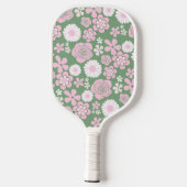Boho Bloemen Levendig Groen & Roze Botanische Bloe Pickleball Paddle (Achterkant)