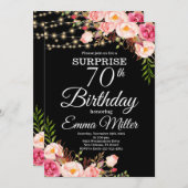 Boho Bloemen & Lichten Verrassing 70e Verjaardag Kaart (Voorkant / Achterkant)