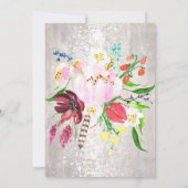 Boho Bloemen Lichtjes Rustic Hout Laten we Feestvi Kaart (Achterkant)