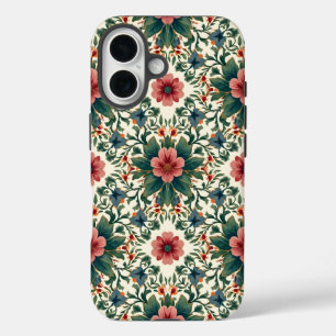 Boho Bloemen Magie - in tinten groen en roze iPhone 16 Hoesje