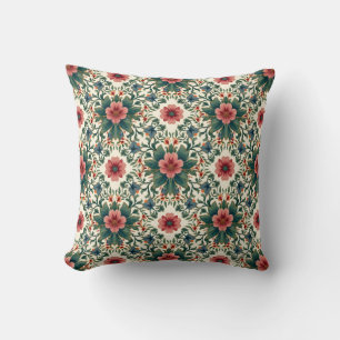 Boho Bloemen Magie - in tinten groen en roze Kussen