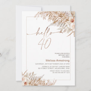 Boho Bloemen met Pampas Lijst 40e Verjaardag Kaart