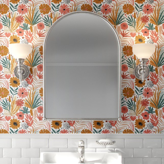 Boho Bloemen Palmblad Behang (Creator heeft geüpload)