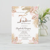 Boho Bloemen, Pampagras 75e Verjaardag Kaart (Staand voorkant)