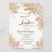 Boho Bloemen, Pampas gras 75e verjaardag Kaart (Voorkant / Achterkant)