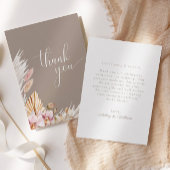 Boho Bloemen Pampas Gras | Bruiloft Bedankkaart