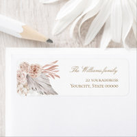 boho bloemen pampas gras etiket