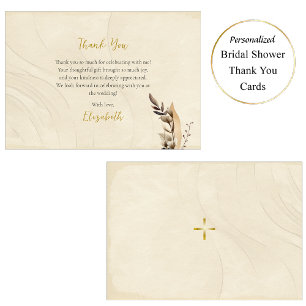 Boho Bloemen Pampas Gras Orthodoxe Bruiloft    Bedankkaart