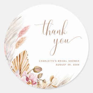 Boho Bloemen Pampas Grass Bruiloft   VRIJGEZELLENF Ronde Sticker
