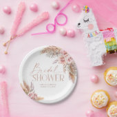 Boho bloemen Pampas roze gouden papieren borden Bordje (Feest)