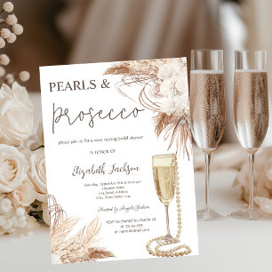 Boho Bloemen Parels Prosecco Bruiloftsfeest  Kaart