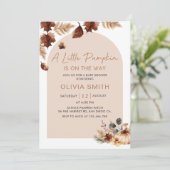 Boho Bloemen Pompoen Herfst Baby Shower Kaart (Staand voorkant)