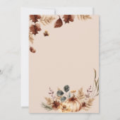Boho Bloemen Pompoen Herfst Baby Shower Kaart (Achterkant)