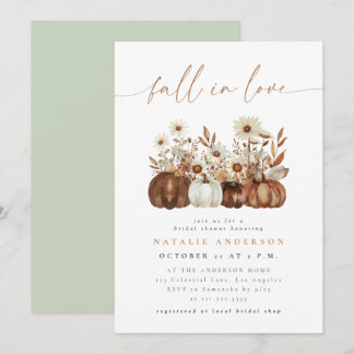 Boho Bloemen Pompoen Herfst Bruiloftsborrel Kaart